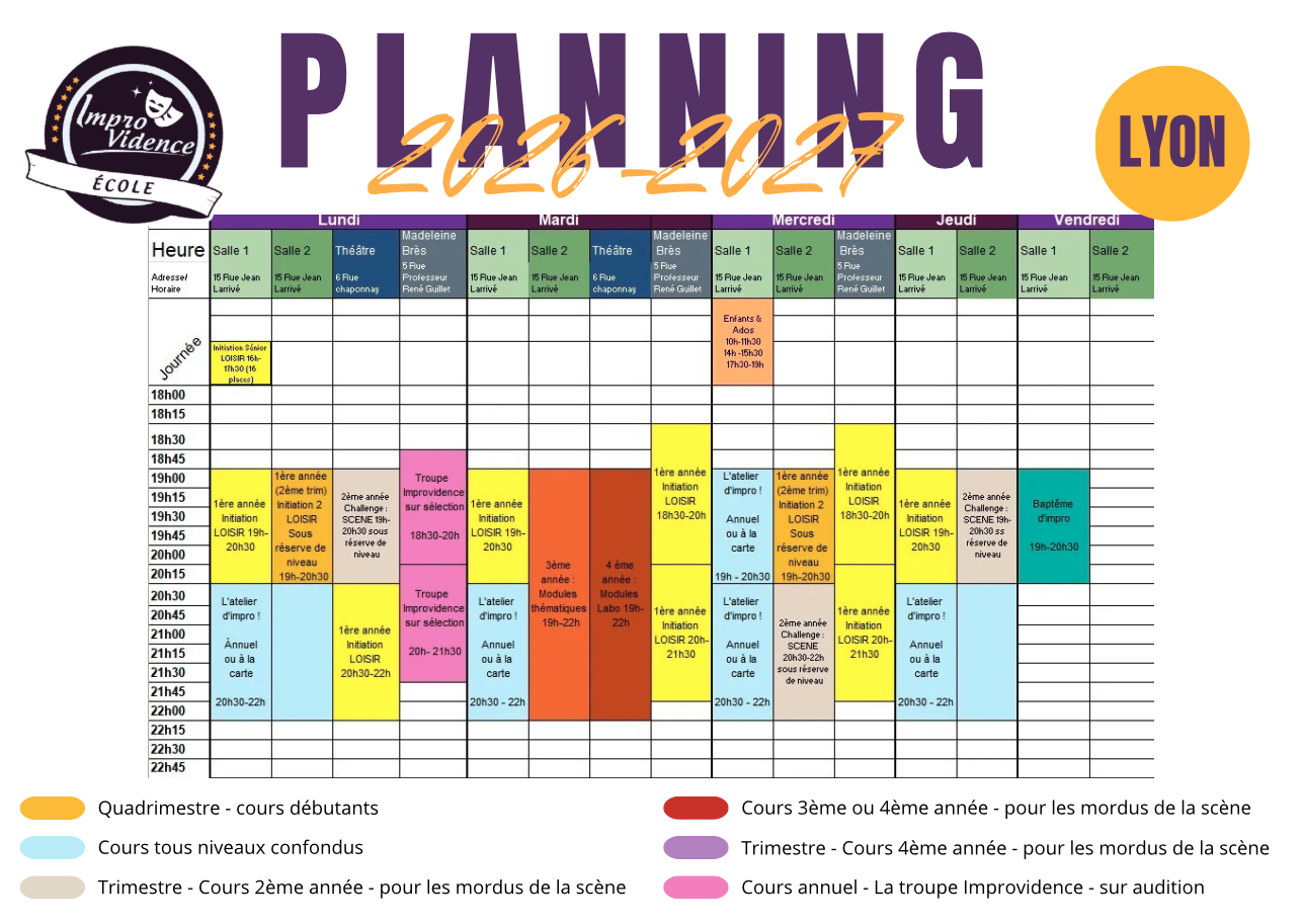 Planning hebdo Lyon